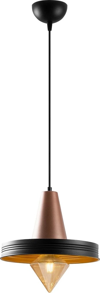 Lustre Dodo – Preto e Cobre – 32 x 32 cm