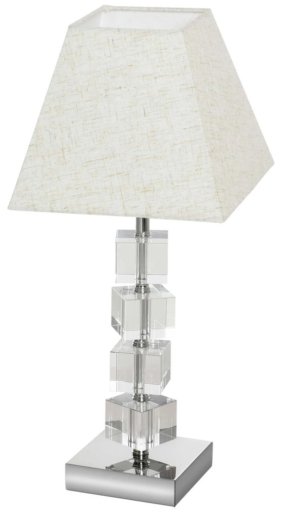 HOMCOM Candeeiro Mesa Suporte Lâmpada E14 40W Cristal Giratório Base Metal Decoração Elegante 20x20x47 cm Creme