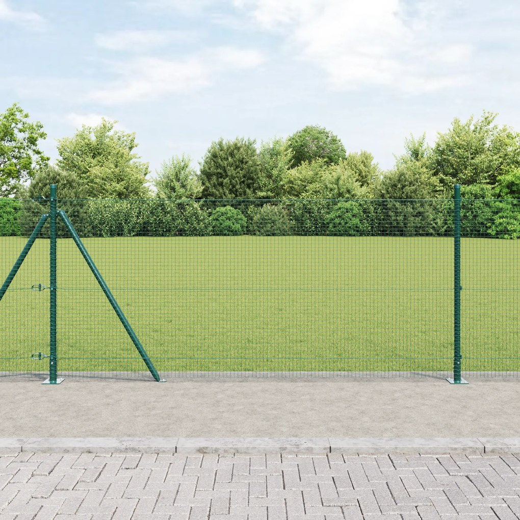 vidaXL Conjunto de Postes para Cerca de Aço Conjunto de 2 Verde