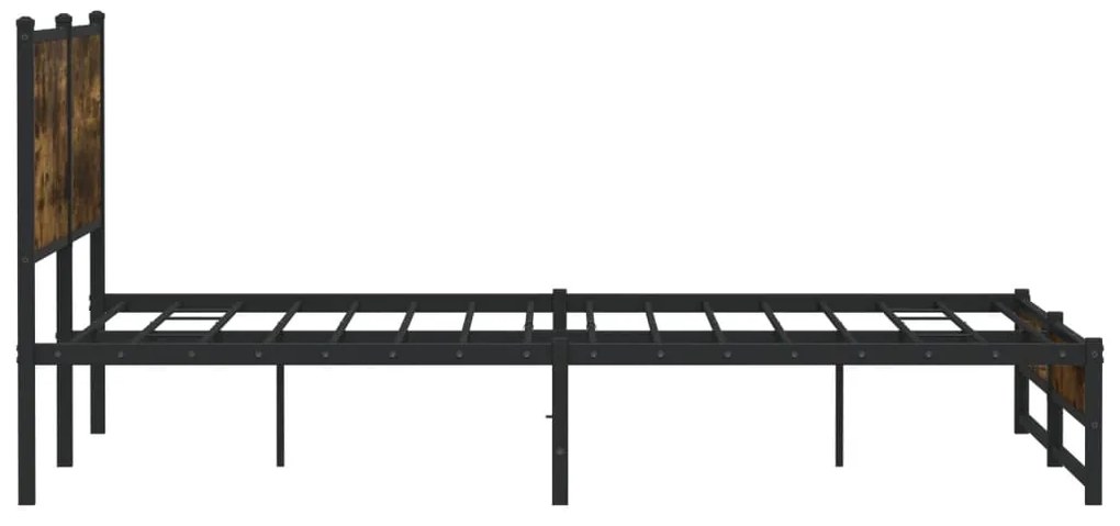 Estrutura de cama sem colchão 180x200cm metal carvalho fumado
