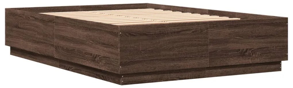 Estrutura cama c/ luzes LED derivados madeira carvalho castanho