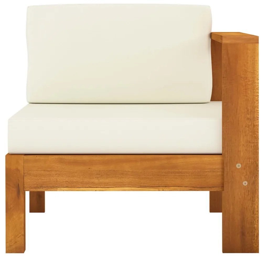 7 pcs conj. lounge de jardim c/ almofadões branco nata acácia