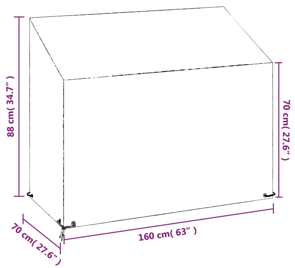Capas p/ banco jardim 2 pcs 8 ilhós 160x70x70/88 cm polietileno