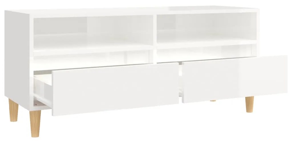 Móvel p/ TV 100x34,5x44,5 cm derivados madeira branco brilhante