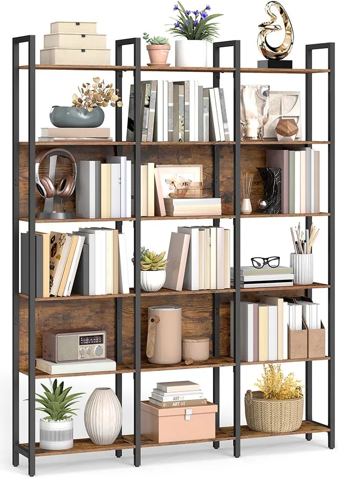 Estante com prateleiras abertas 24 x 128 x 187,1 cm Castanho vintage-preto