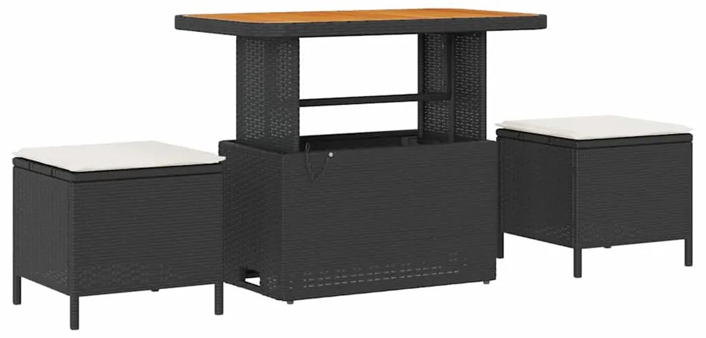 Conjunto de Sofá de Jardim de 9 Peças com Almofadas Pretas em Rattan d