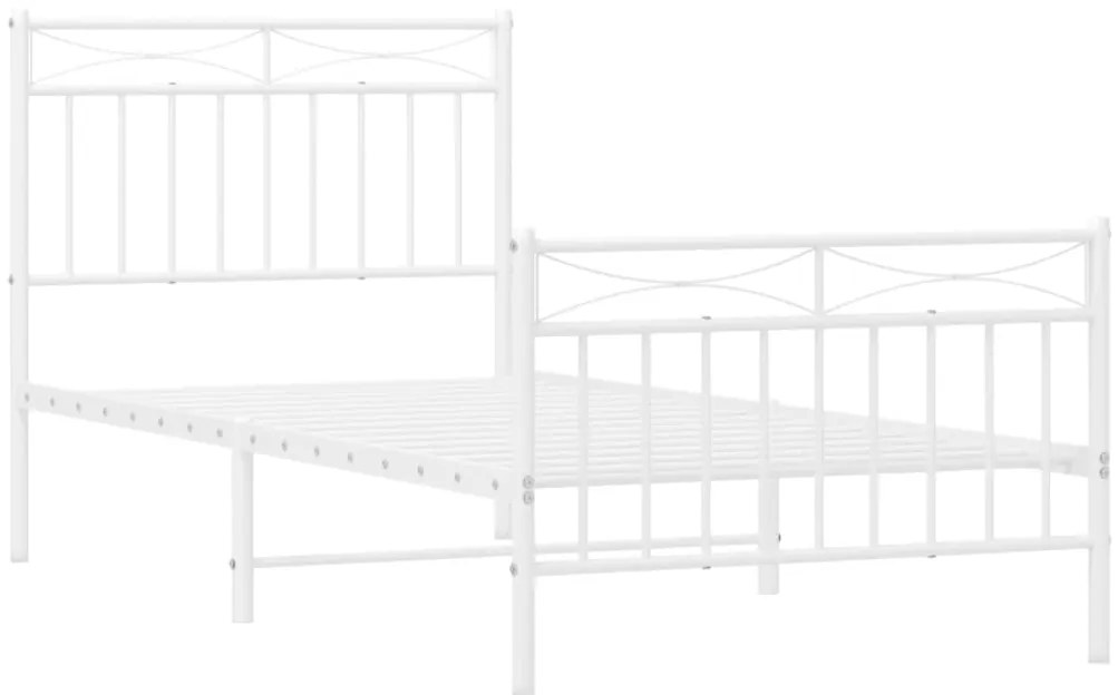 Estrutura de cama com cabeceira e pés 90x190 cm metal branco