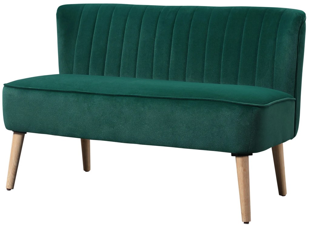 HOMCOM Sofá de 2 Lugares Móveis de Assento Elegantes e Confortáveis em Verde Escuro | Aosom Portugal