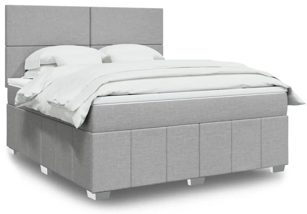 vidaXL Cama com molas/colchão 180x200 cm tecido cinzento-claro