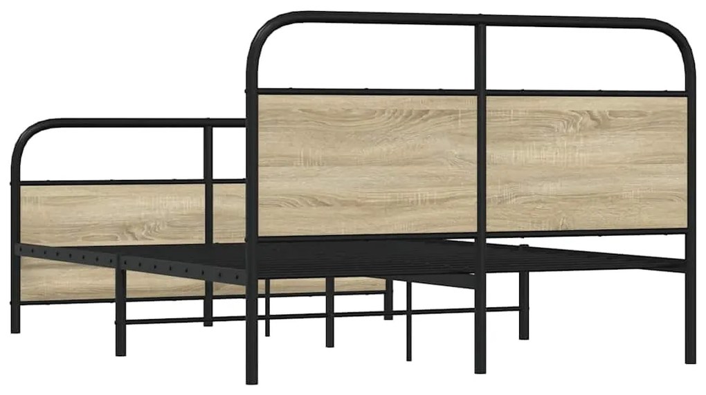 Estrutura de cama sem colchão 140x190 cm metal carvalho sonoma