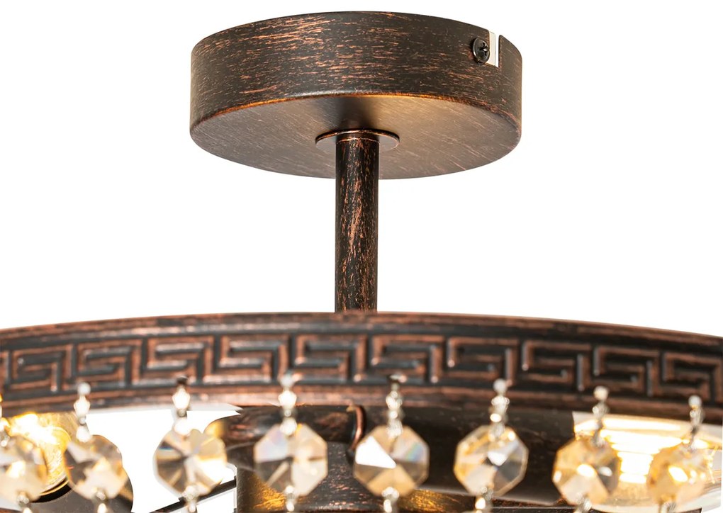 Candeeiro de teto clássico bronze e cristal 3 luzes - Mondrian