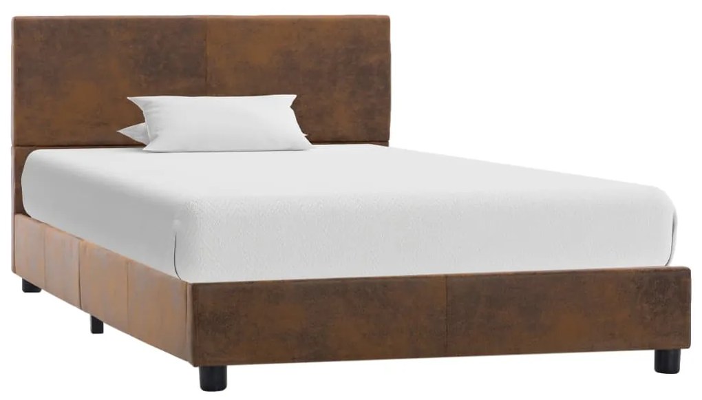 284781 vidaXL Estrutura de cama 100x200 cm camurça artificial castanho
