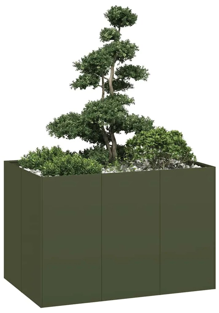 Vaso floreira 120x80x80 cm aço verde azeitona