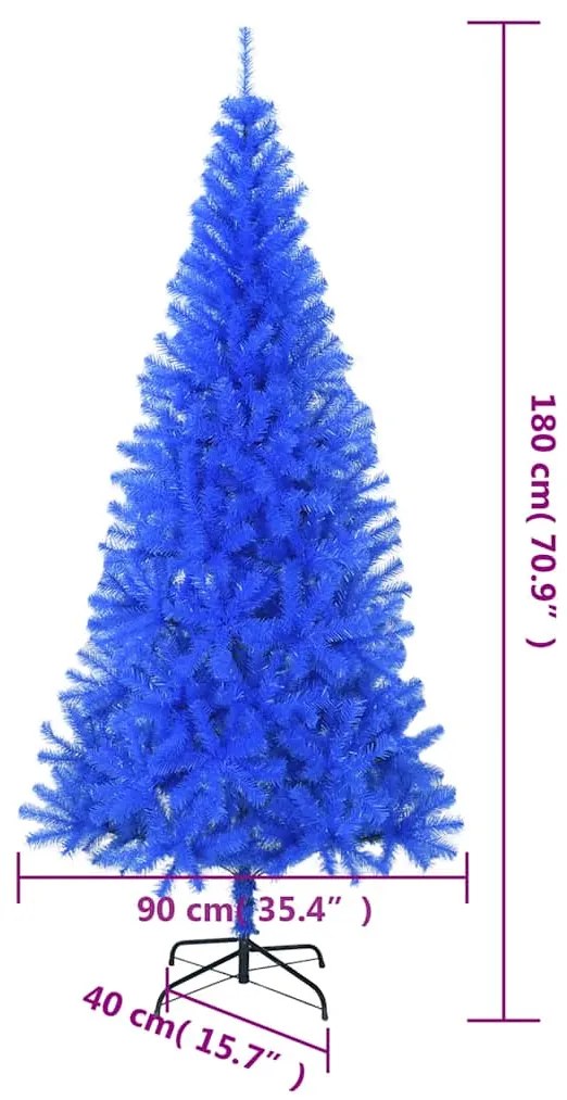 Árvore de Natal artificial com suporte 180 cm PVC azul