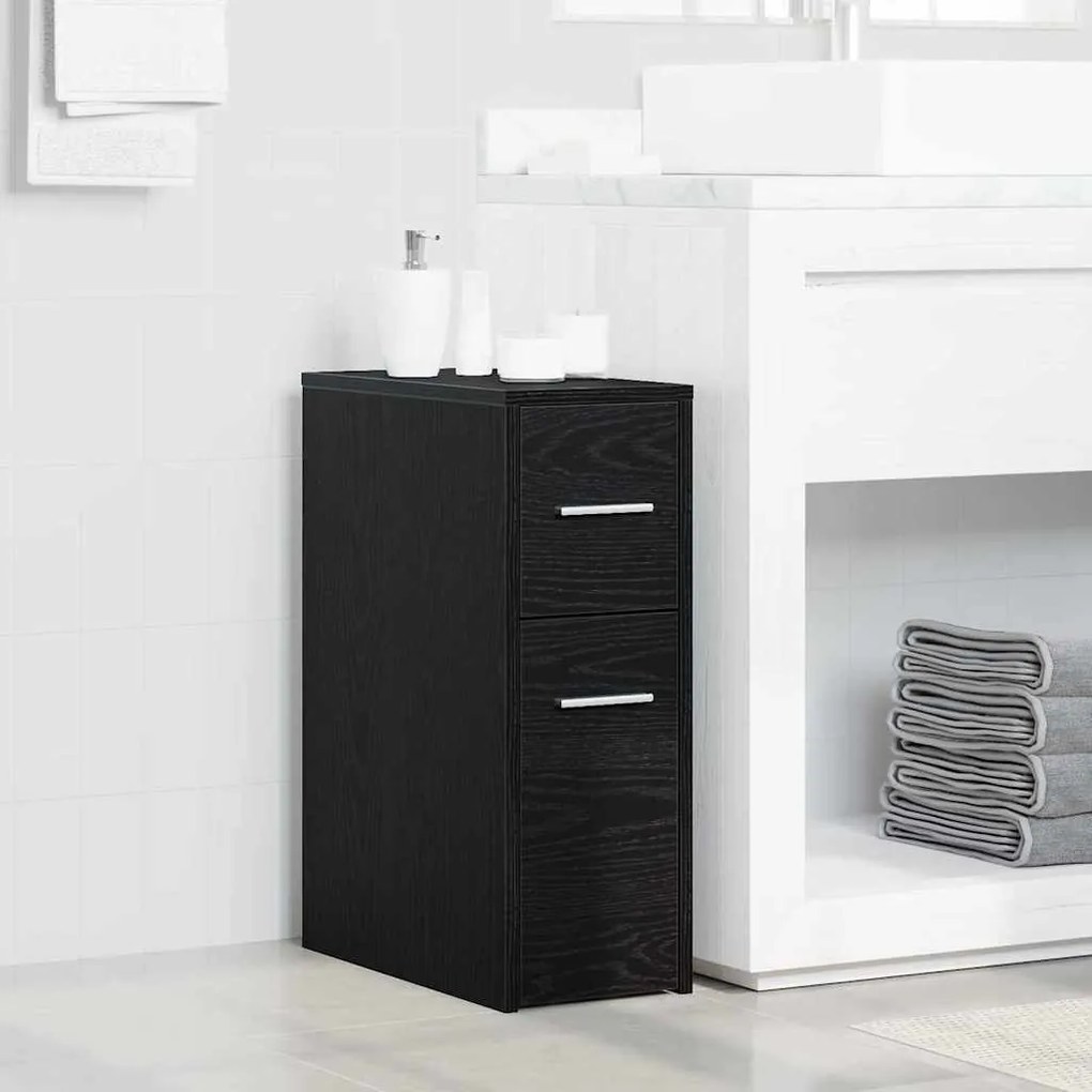 vidaXL Armário de Banheiro Slim Carvalho preto 22 x 44 x 61,5 cm