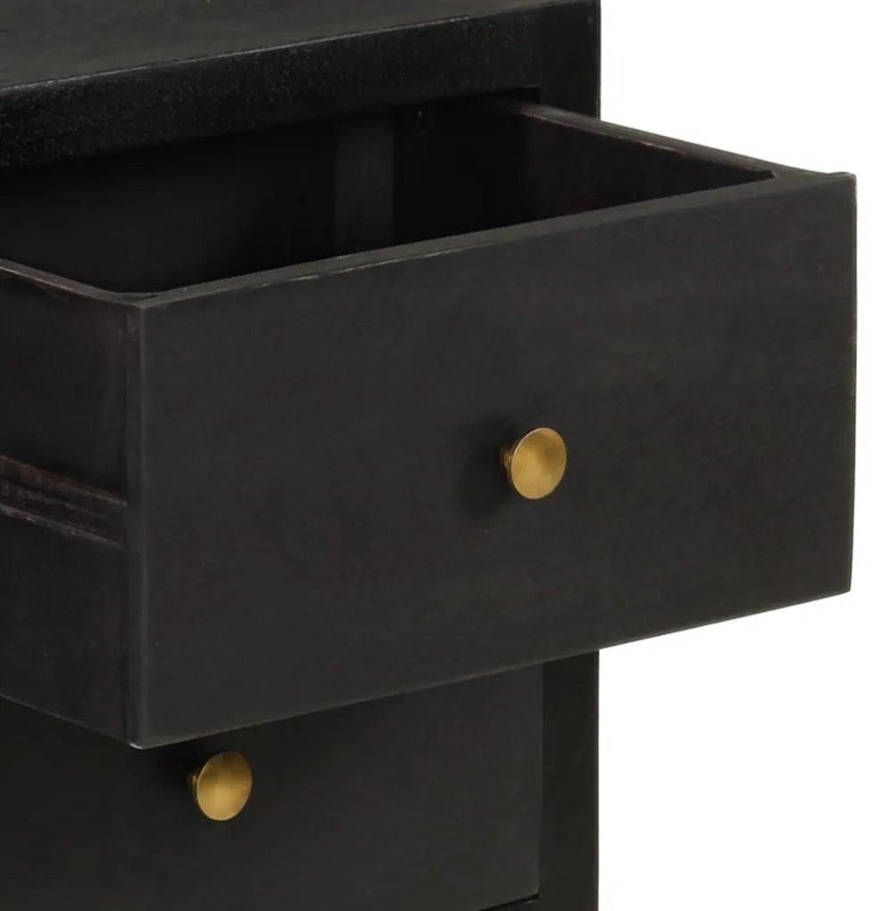 Aparador 110x30x75cm madeira de mangueira maciça preto/ dourado