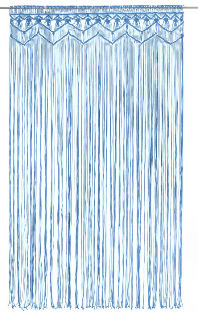 Cortina macramé 140x240 cm algodão azul