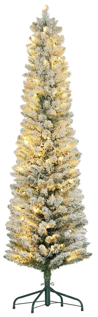 Árvore de Natal 180 cm Árvore de Natal Artificial Nevada com 150 Luzes