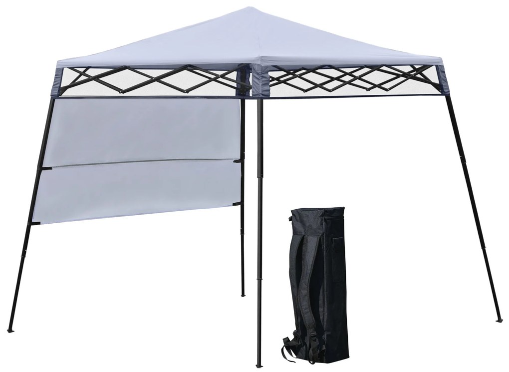 Outsunny Tenda Dobrável com Proteção UV Altura ajustável de 2 niveis Tecido Oxford com estrutura de aço com Lateral e Bolsa de Transporte 220x220x208 cm branco