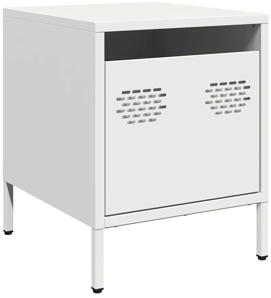 Mesas de cabeceira 2 pcs 35x39x43,5 cm aço branco