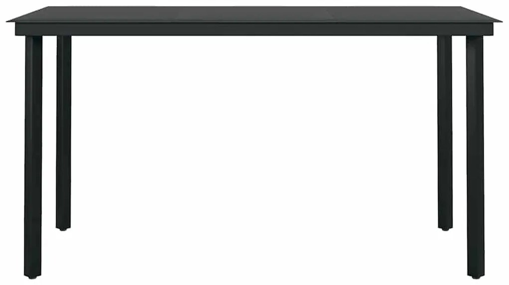 Conjunto de jantar jardim 5 peças vidro vime PE preto