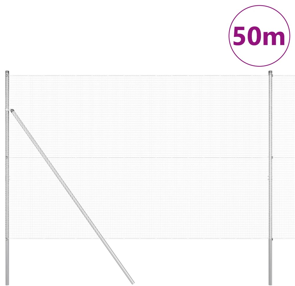 Cerca de Arame Soldado com 13 Postes 1.6x50 m Aço Galvanizado