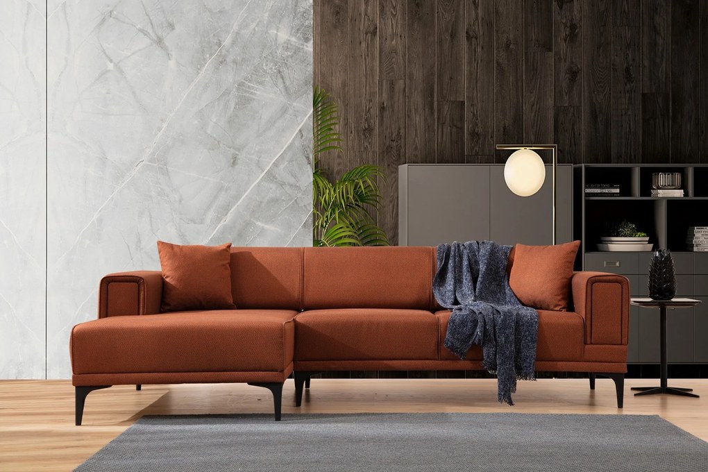 Sofá-Cama de Canto Horizon – Vermelho Telha – 140x250 cm