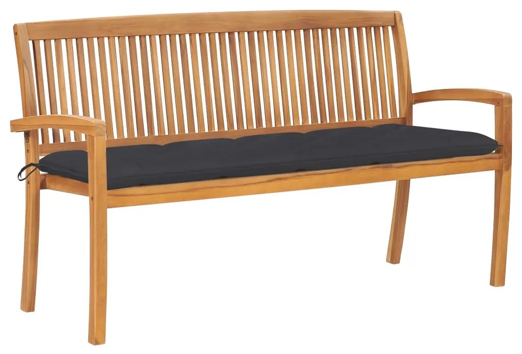 Banco de jardim empilhável c/ almofadão 159 cm teca maciça