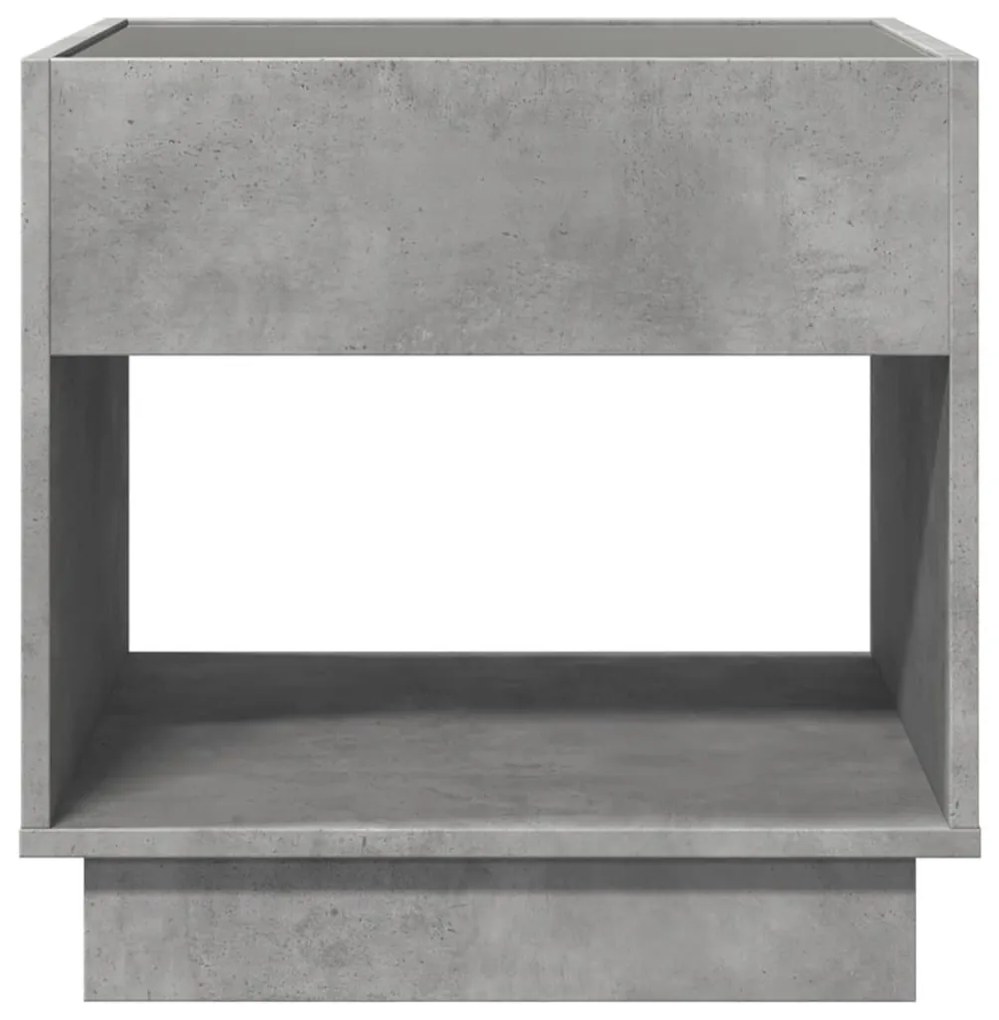 Mesa de cabeceira c/ LED Infinity 50x50x50 cm cinzento cimento