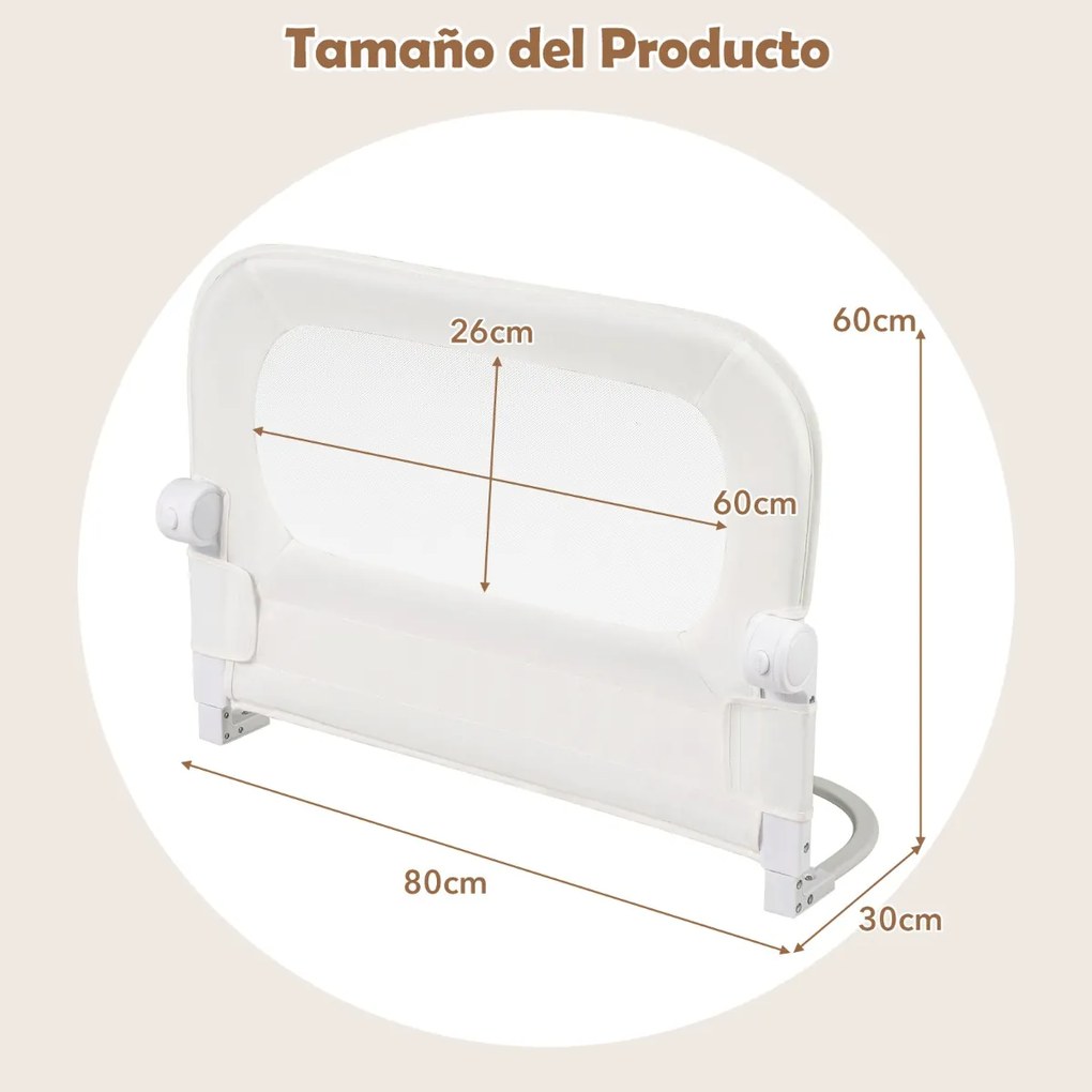 Barreira dobrável para camas infantis, altura ajustável com 80 x 30 x 60 cm, com capa removível em tecido Oxford, base em U, com correia e fivela, Bra