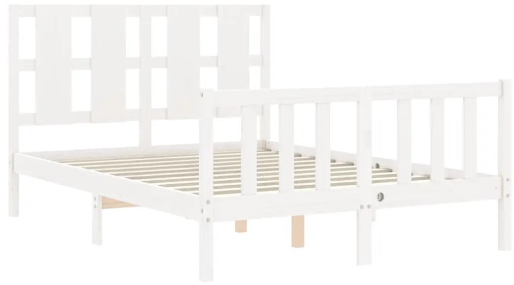 Cama sem colchão 140x190 cm madeira de pinho maciça branco