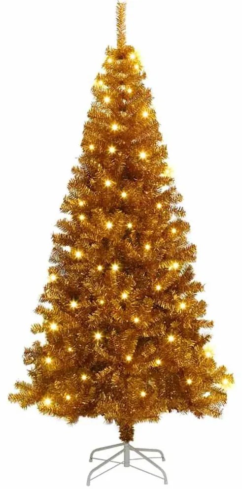 vidaXL Árvore de Natal com 300 LEDs com suporte Ouro 180 cm PET