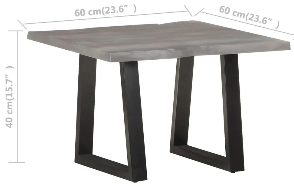 Mesa de centro com arestas vivas 60x60x40 cm acácia maciça