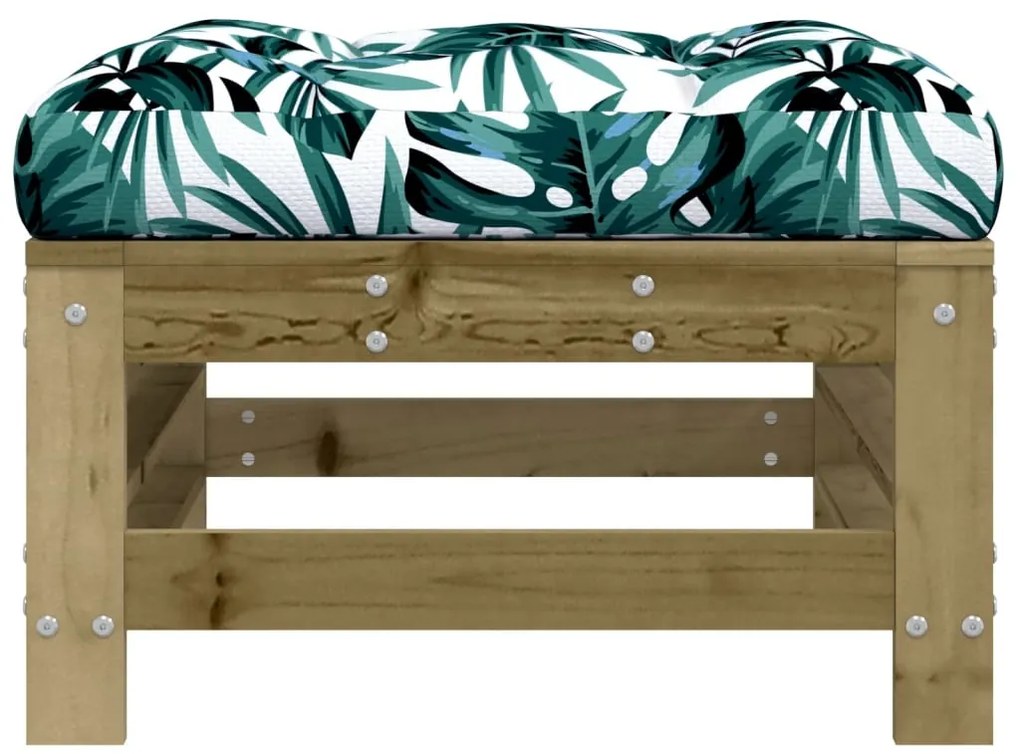 Apoios de pés p/ jardim c/ almofadões 2 pcs pinho impregnado