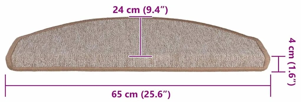 Tapetes de escada 30 pcs 65x24x4 cm castanho-claro