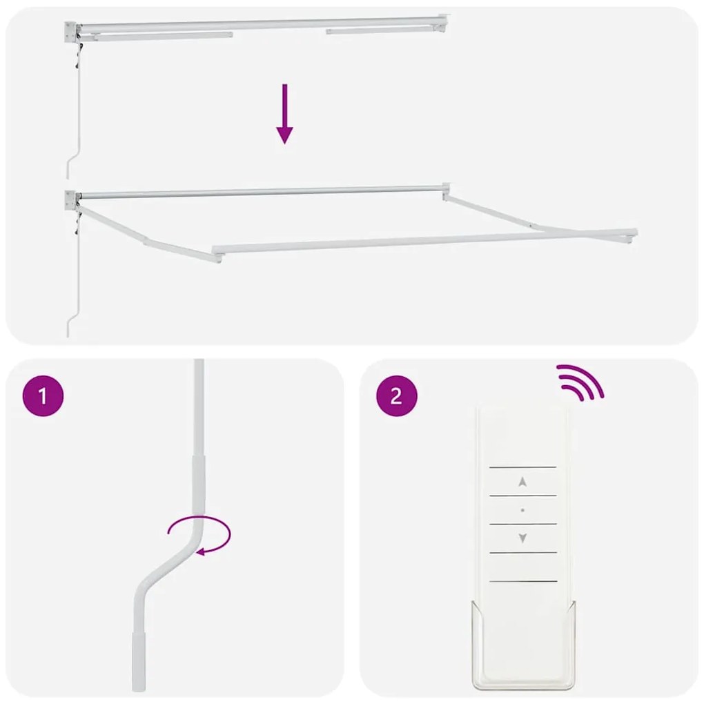 Toldo retrátil 3x2,5 m tecido e alumínio antracite e branco