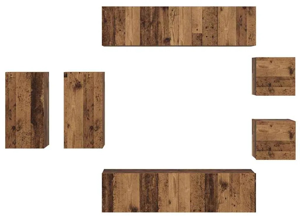 Conjunto de móvel de TV 8 pcs Madeira antiga 30.5 x 30 x 60 cm