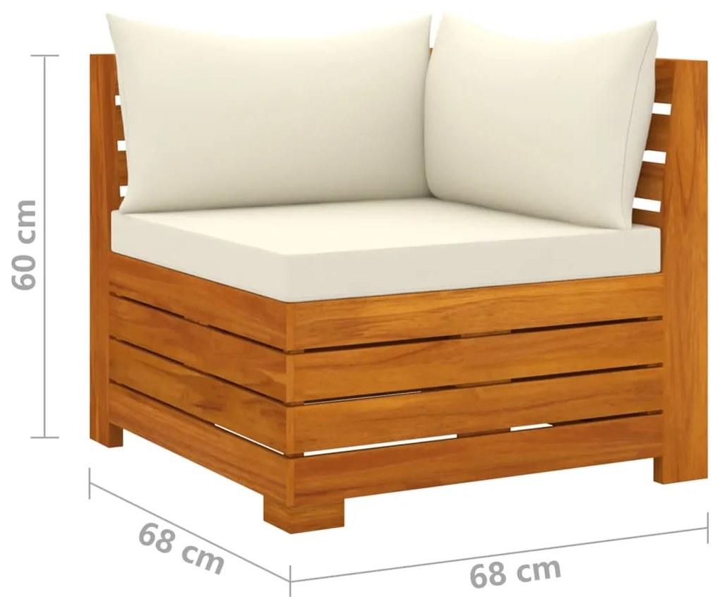 4 pcs conj. lounge jardim c/ almofadões madeira acácia maciça