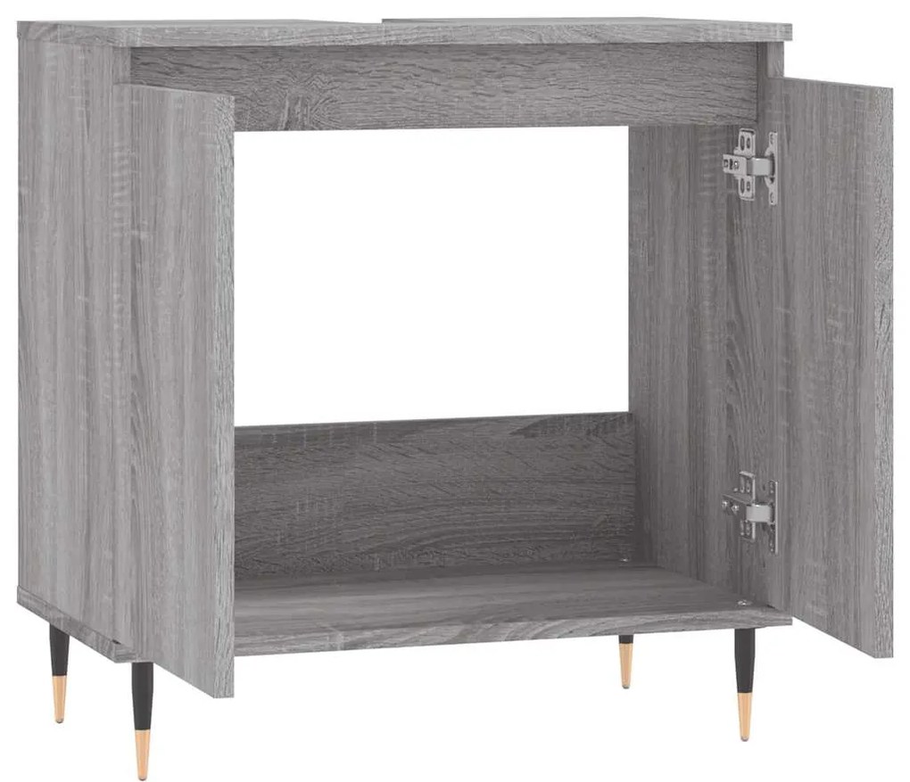 Armário casa de banho 58x33x60cm derivados madeira cinza sonoma