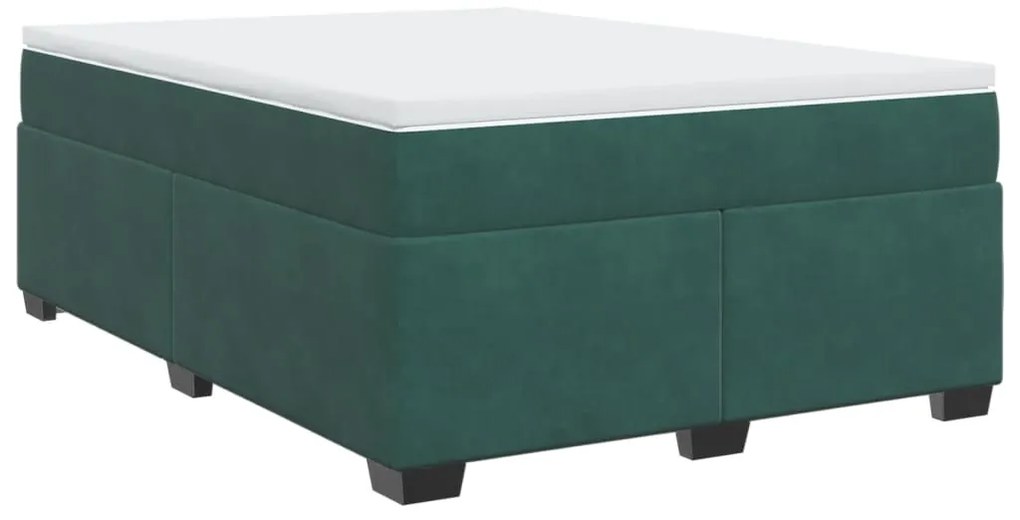Cama com molas/colchão 140x200 cm veludo verde-escuro