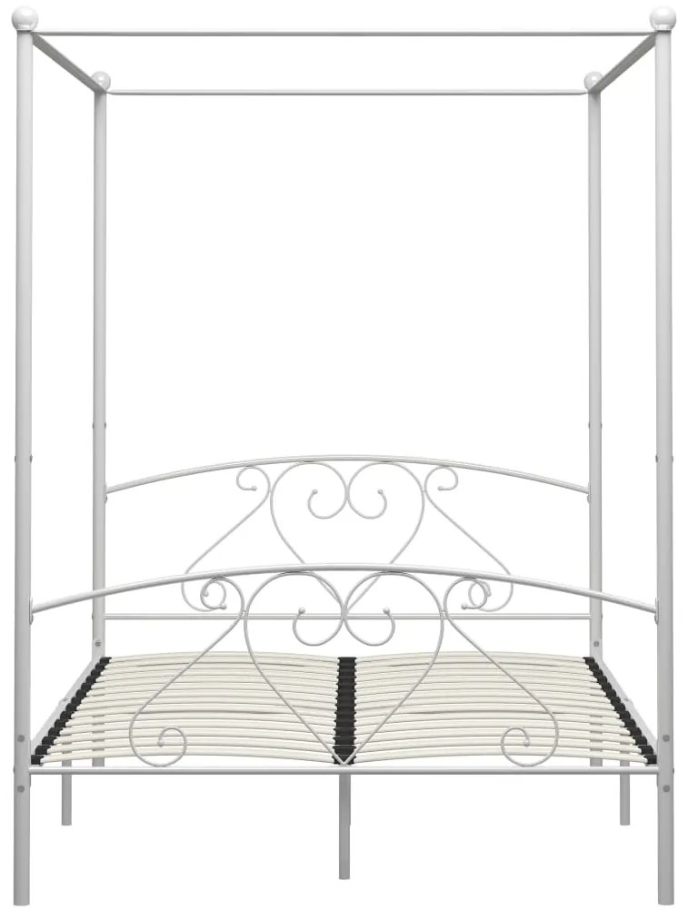 Estrutura de cama com dossel metal branco 140x200 cm