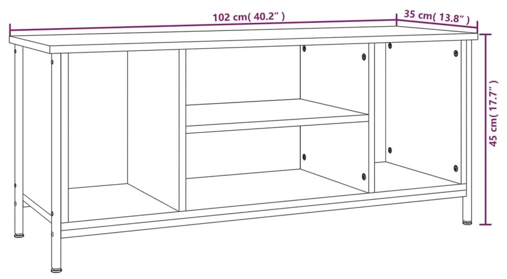 Móvel de TV 102x35x45 cm derivados de madeira cinzento sonoma