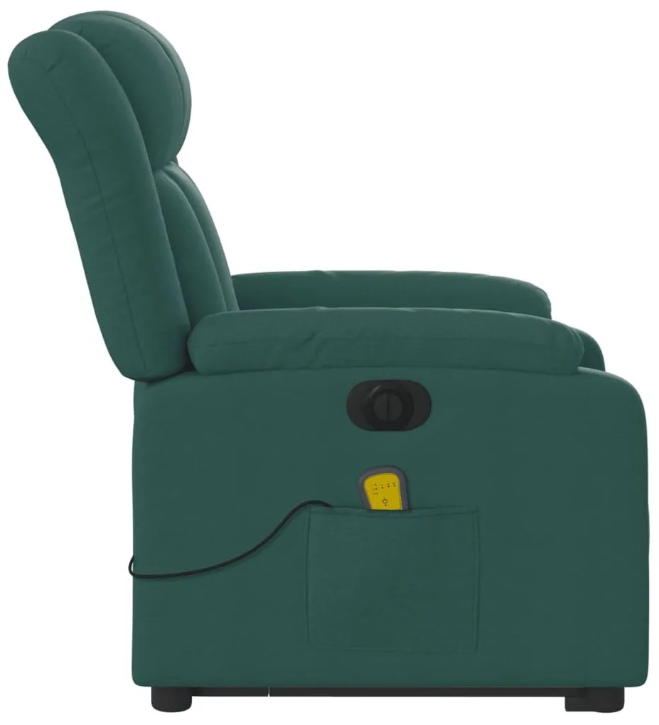 Poltrona elétrica elevatória massagens tecido verde-escuro