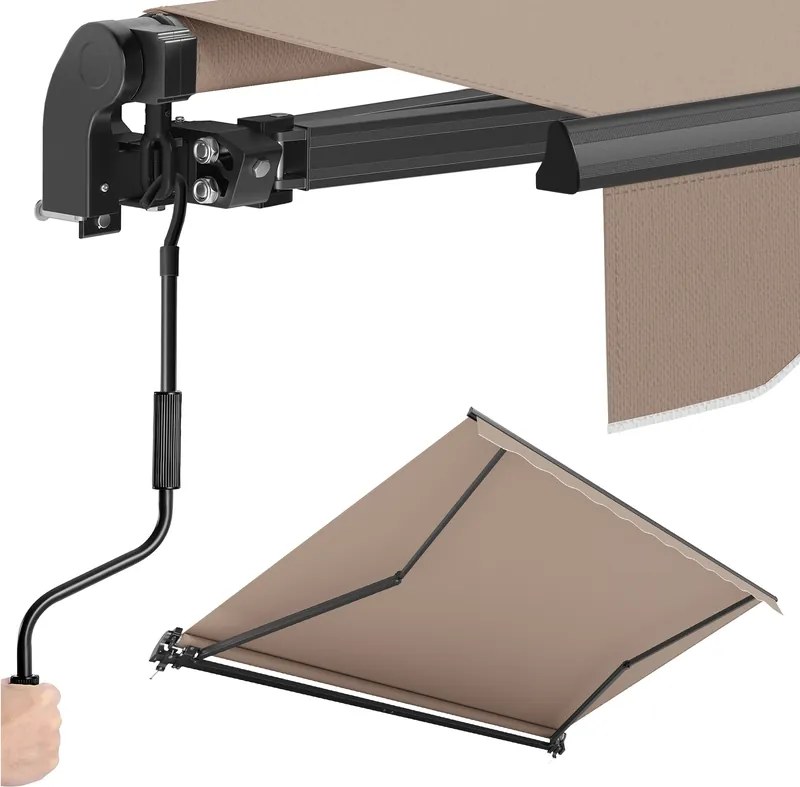 Toldo varanda de braço articulado 300 x 250 cm (C x L) com manivela para uma proteção solar fiável, castanho