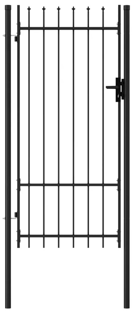 vidaXL Portão de vedação individual topo em espeto aço 1x2 m preto
