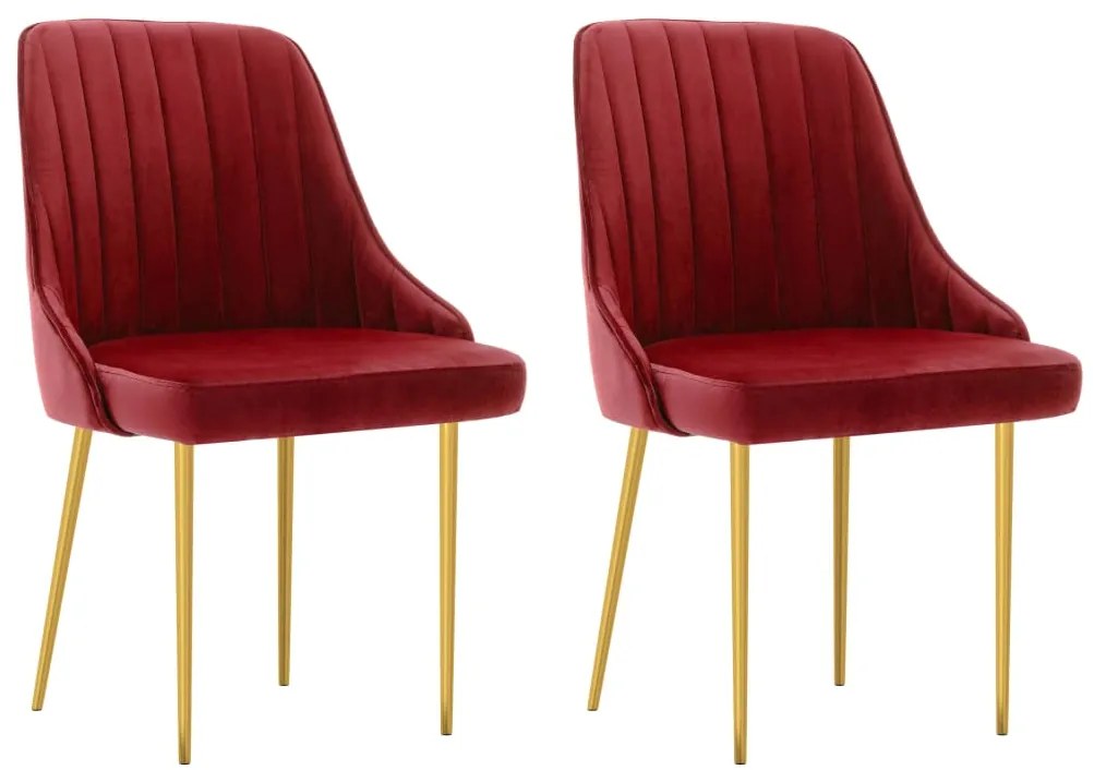 vidaXL Cadeiras de jantar 2 pcs veludo vermelho tinto