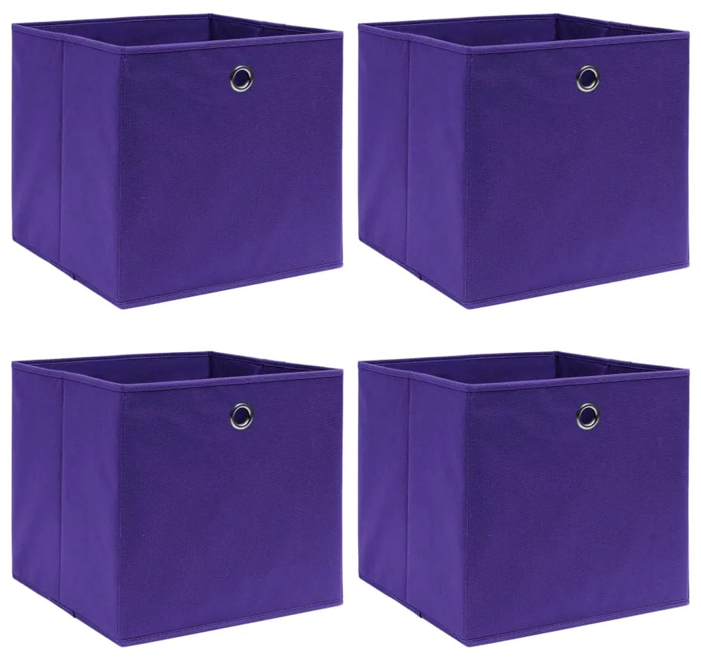 vidaXL Caixas de arrumação 4 pcs 32x32x32 cm tecido roxo