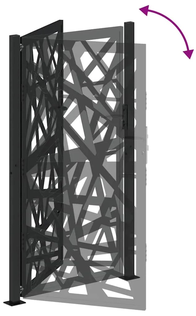 Portão de jardim 105x180 cm design de luz em aço preto