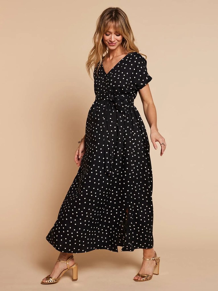 Vestido cache coeur para gravidez e amamentação preto