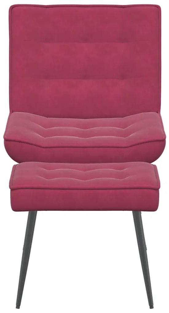 Cadeira de descanso com banco veludo vermelho tinto